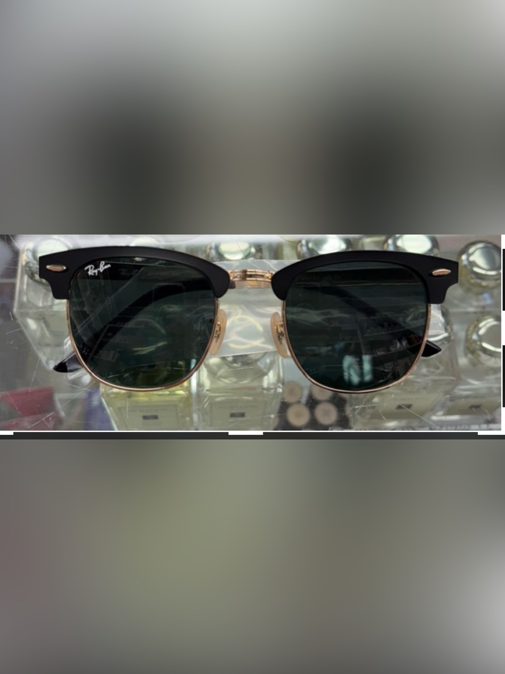 Ray-Ban Clubmaster Sunglasses Black and Gold with Green Lenses